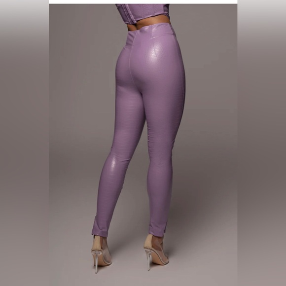NEW w/TAGS PURPLE CROC HIGH WAISTED PANTS FAUX LEATHER SMALL - Picture 4 of 6